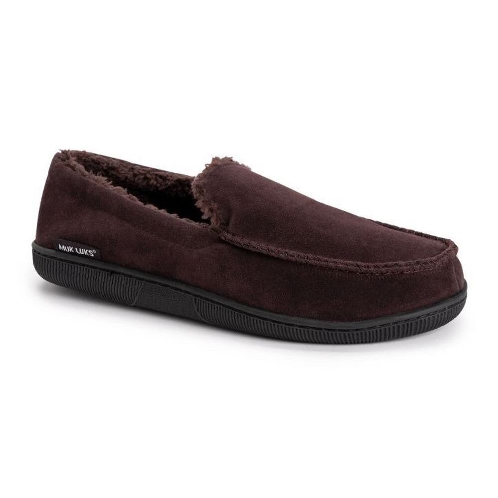 Muk Luks Men Moccasin Slippers Brown Memory Foam Indoor Outdoor Size M 9-10